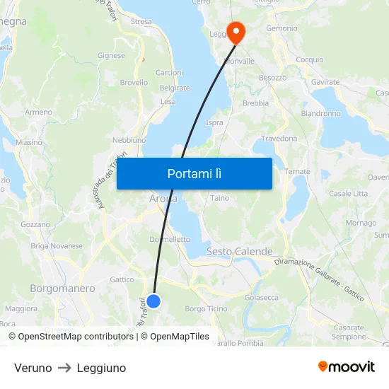 Veruno to Leggiuno map