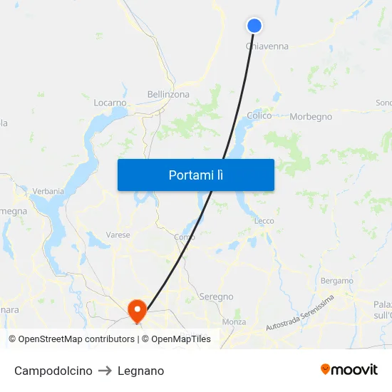 Campodolcino to Legnano map
