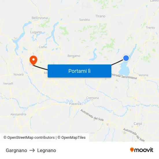 Gargnano to Legnano map