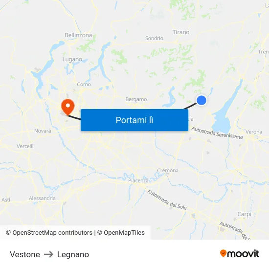 Vestone to Legnano map