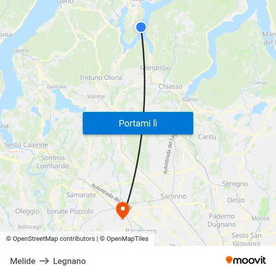 Melide to Legnano map