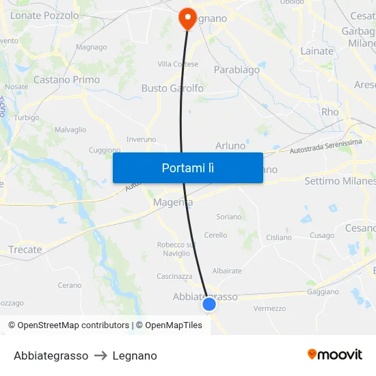 Abbiategrasso to Legnano map