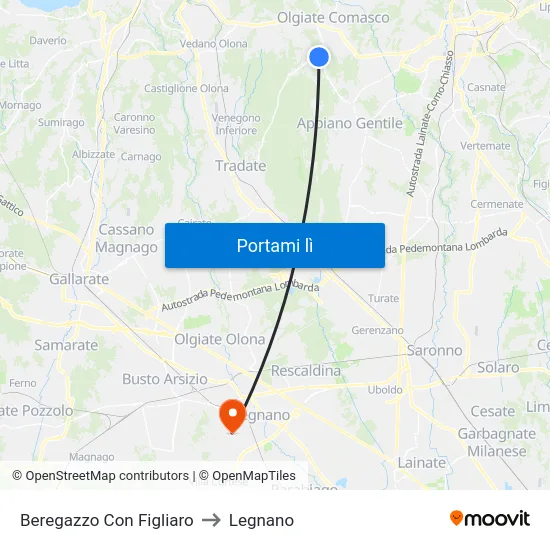 Beregazzo Con Figliaro to Legnano map