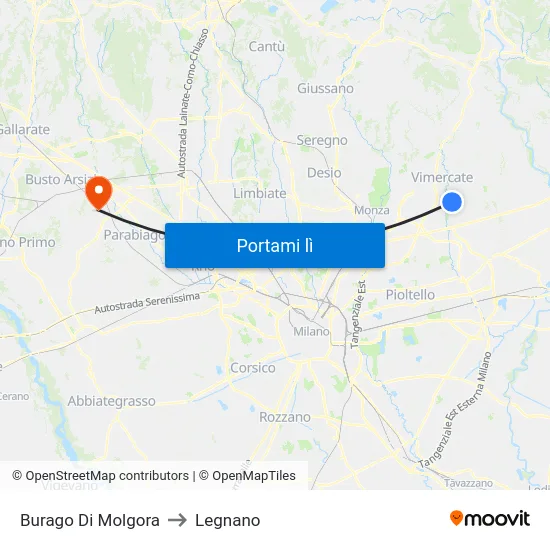 Burago Di Molgora to Legnano map