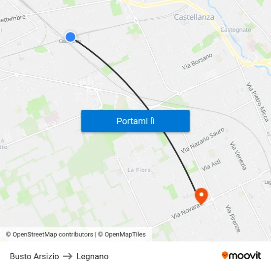 Busto Arsizio to Legnano map