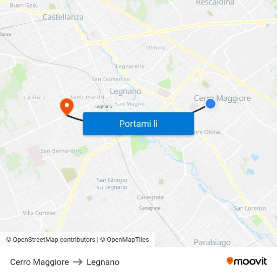 Cerro Maggiore to Legnano map