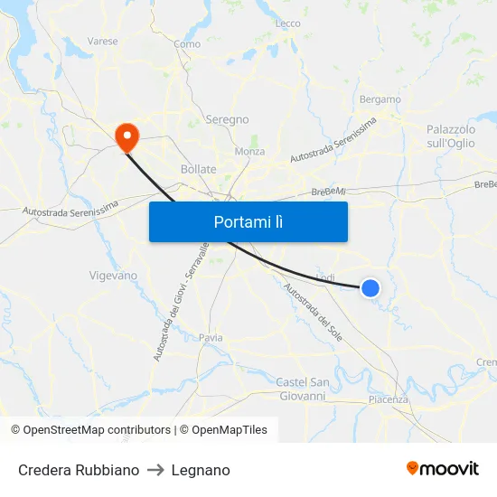 Credera Rubbiano to Legnano map