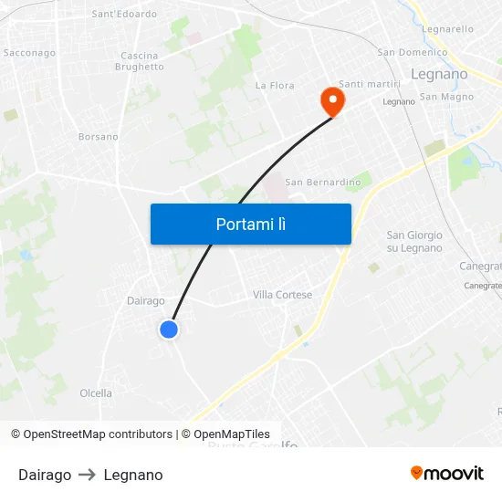 Dairago to Legnano map