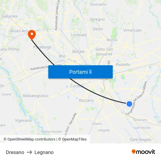 Dresano to Legnano map