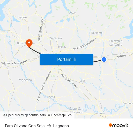 Fara Olivana Con Sola to Legnano map