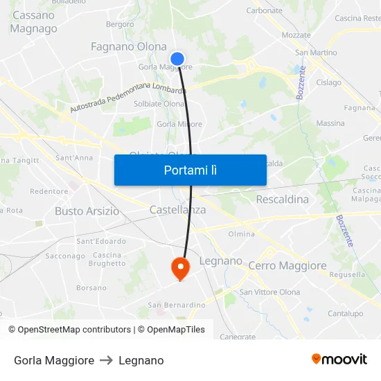 Gorla Maggiore to Legnano map