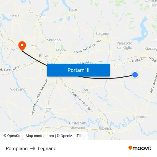 Pompiano to Legnano map