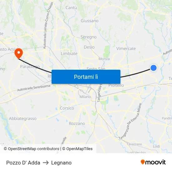 Pozzo D' Adda to Legnano map