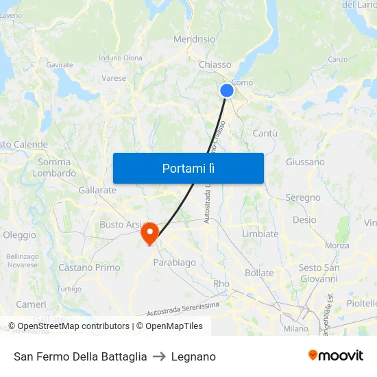 San Fermo Della Battaglia to Legnano map