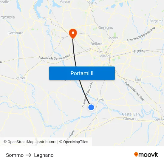 Sommo to Legnano map