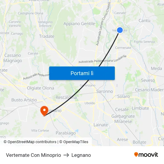 Vertemate Con Minoprio to Legnano map