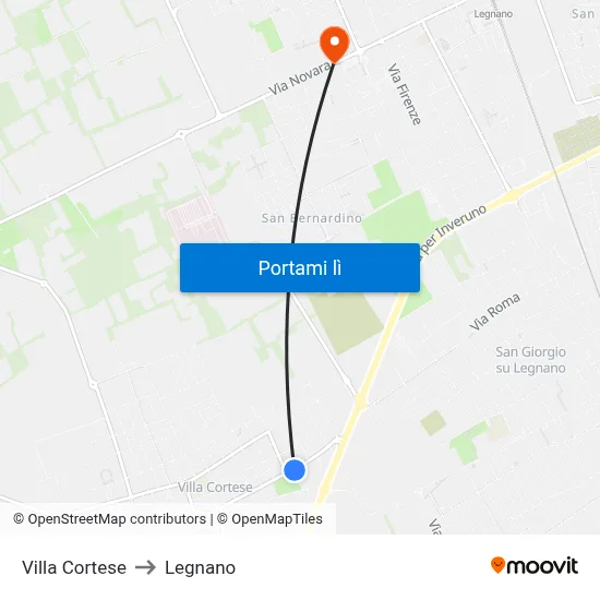 Villa Cortese to Legnano map