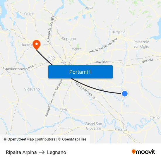 Ripalta Arpina to Legnano map