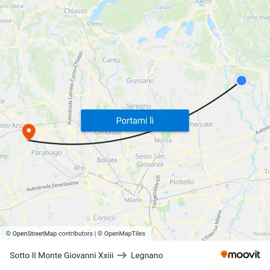 Sotto Il Monte Giovanni Xxiii to Legnano map