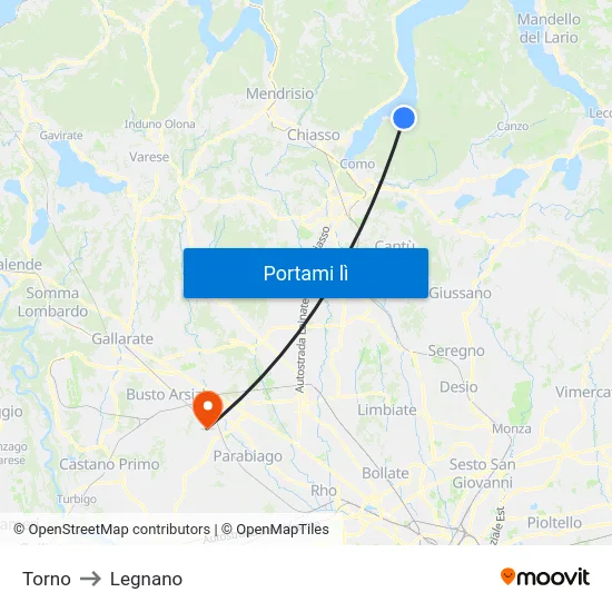 Torno to Legnano map