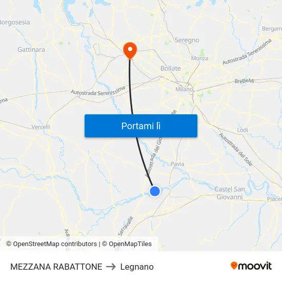 MEZZANA RABATTONE to Legnano map