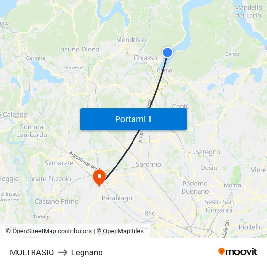 MOLTRASIO to Legnano map