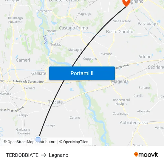 TERDOBBIATE to Legnano map