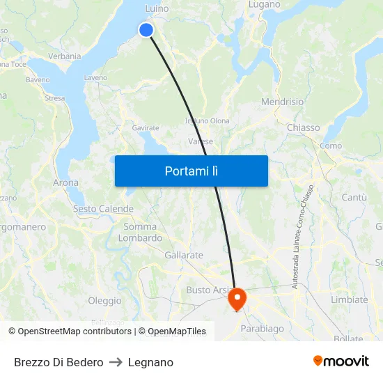 Brezzo Di Bedero to Legnano map