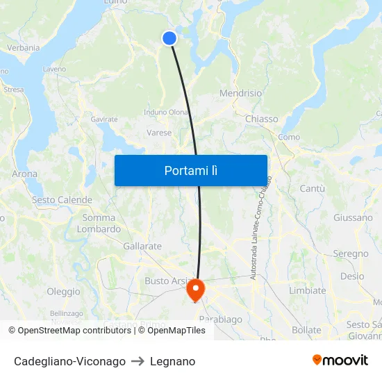 Cadegliano-Viconago to Legnano map