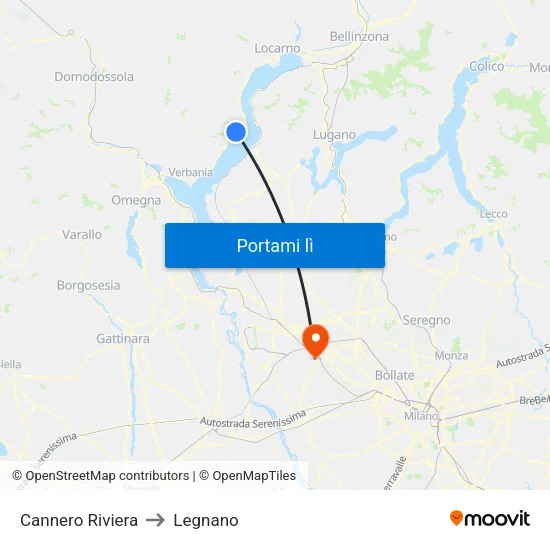 Cannero Riviera to Legnano map