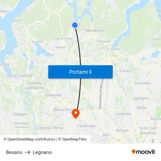 Besano to Legnano map