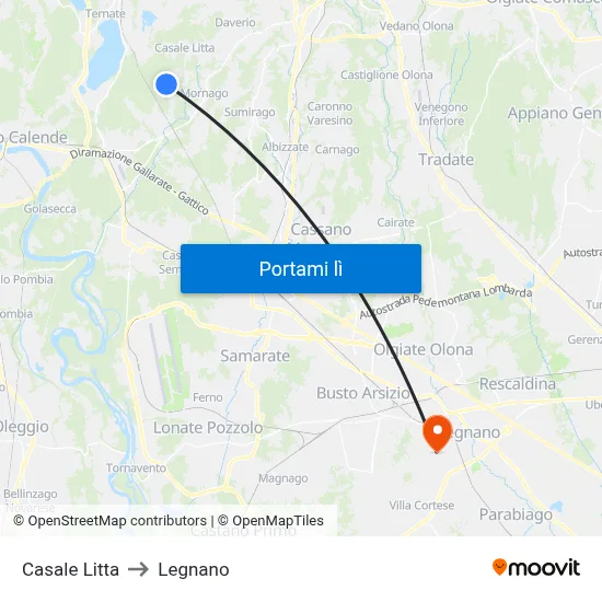 Casale Litta to Legnano map