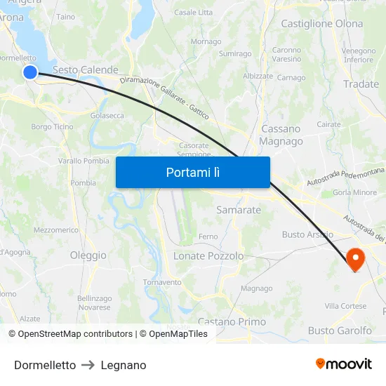 Dormelletto to Legnano map