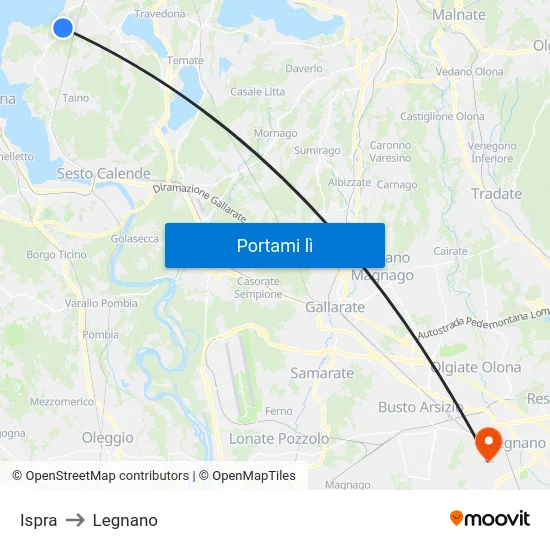Ispra to Legnano map