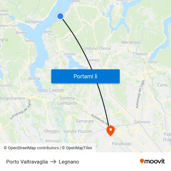 Porto Valtravaglia to Legnano map