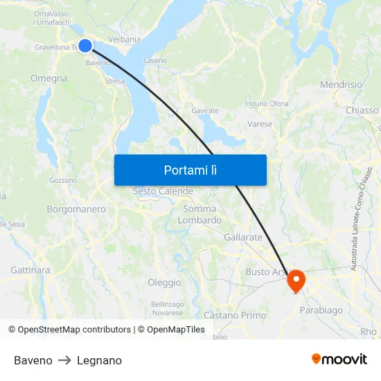 Baveno to Legnano map