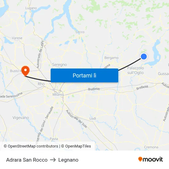 Adrara San Rocco to Legnano map