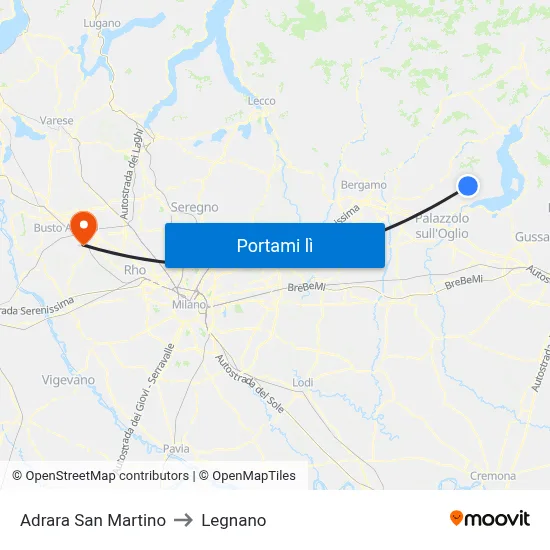 Adrara San Martino to Legnano map