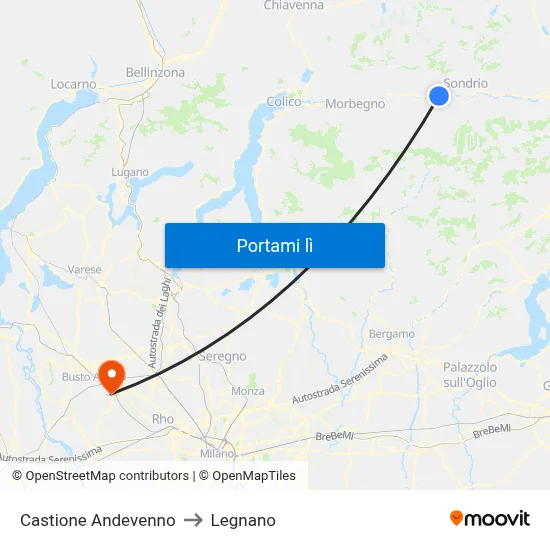 Castione Andevenno to Legnano map
