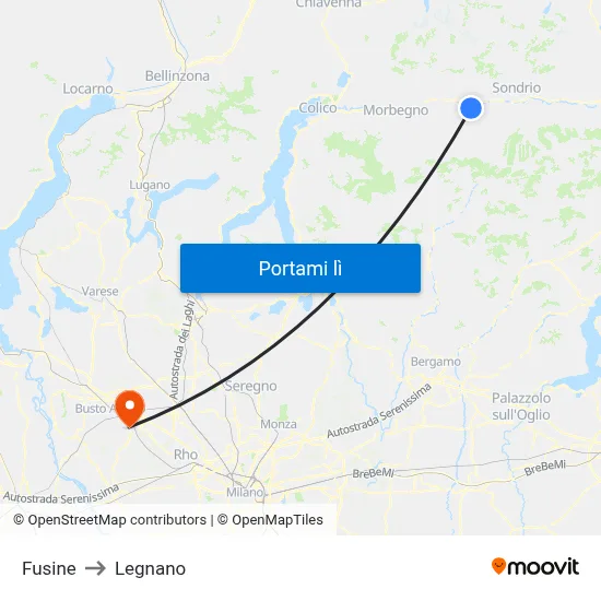 Fusine to Legnano map