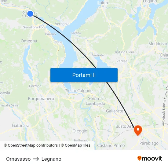 Ornavasso to Legnano map