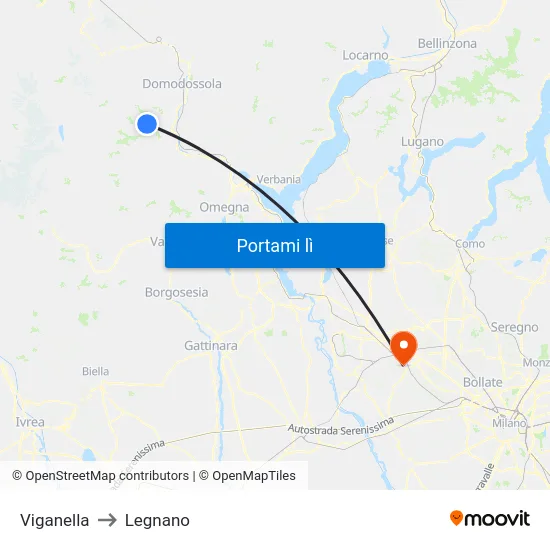 Viganella to Legnano map