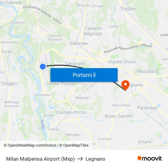 Milan Malpensa Airport (Mxp) to Legnano map