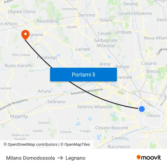 Milano Domodossola to Legnano map