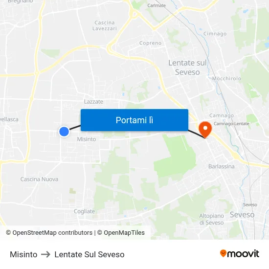 Misinto to Lentate Sul Seveso map