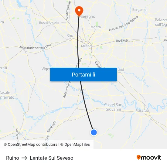 Ruino to Lentate Sul Seveso map
