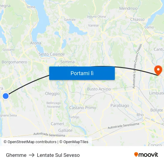 Ghemme to Lentate Sul Seveso map
