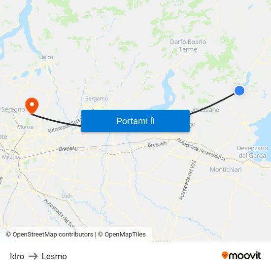 Idro to Lesmo map