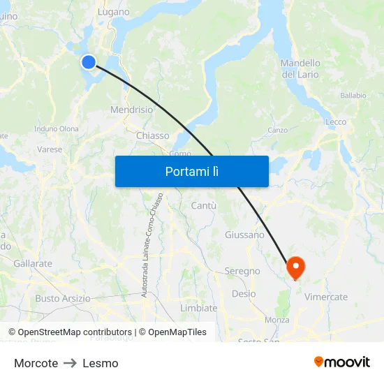 Morcote to Lesmo map
