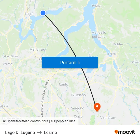 Lago Di Lugano to Lesmo map